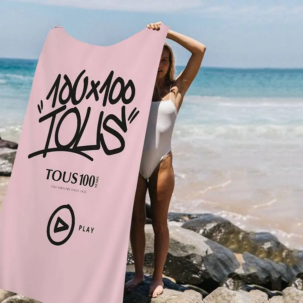 Toalla de Microfibra con Estampado Signature Estilo Tous, Secado Rápido, Absorbente, Antiarena, Suave, para Playa, Piscina, Gimnasio, Viajes