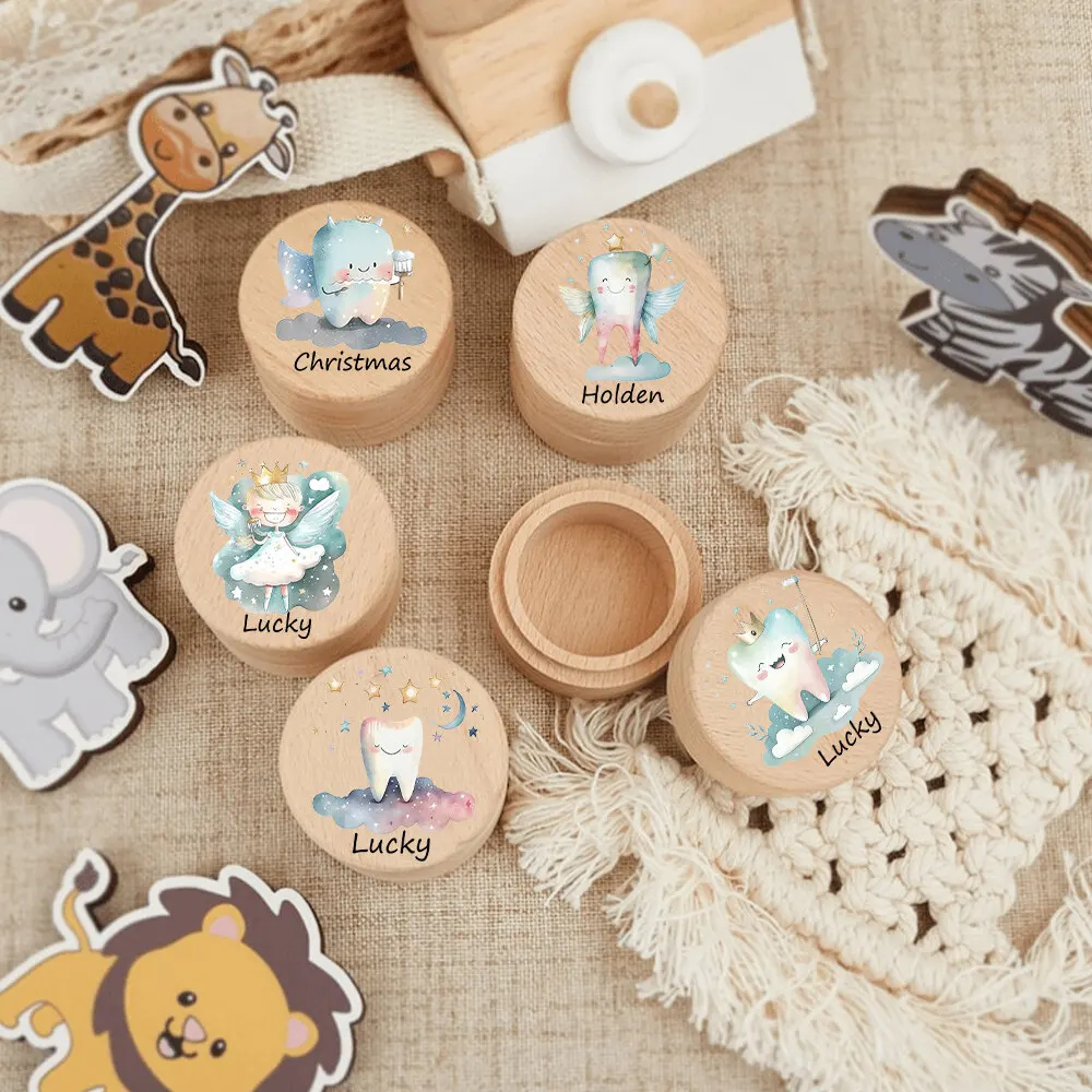 

Коробка для детских зубов на заказ, деревянная коробка для хранения детских зубов, новый подарок для родителей и детей