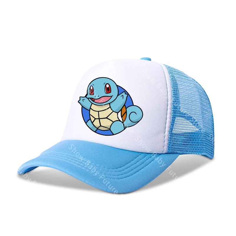 Verschiedene Farben Baseballkappen Pokemons Pikachus Squirtles Jungen Mädchen Outdoor Atmungsaktive Netzmütze Niedliche Cartoon-Anime-Mütze Verstellbar