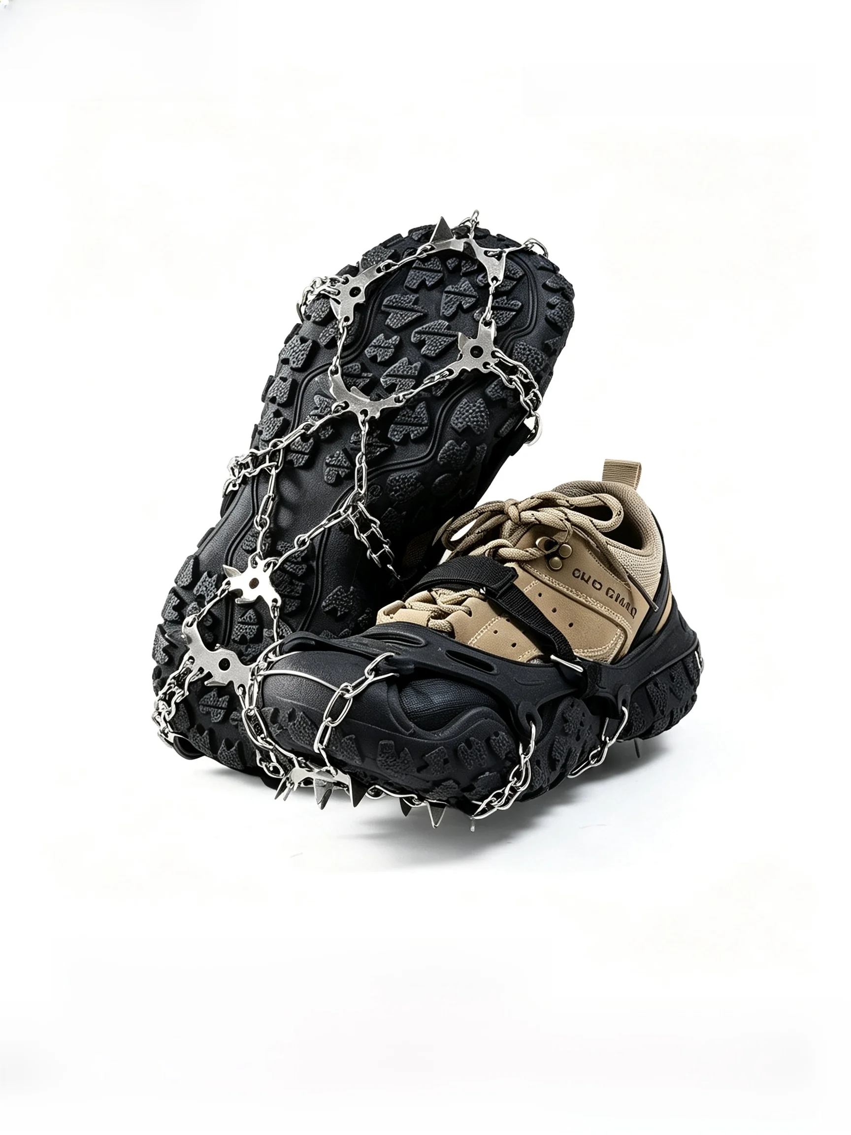 copri-scarpe-con-artigli-da-ghiaccio-per-arrampicata-all'aperto-antiscivolo-resistenti-all'usura-portatili-per-terreni-innevati-del-nord-est-catena-con-chiodi-per-scarpe-ideali-per-escursioni-invernali