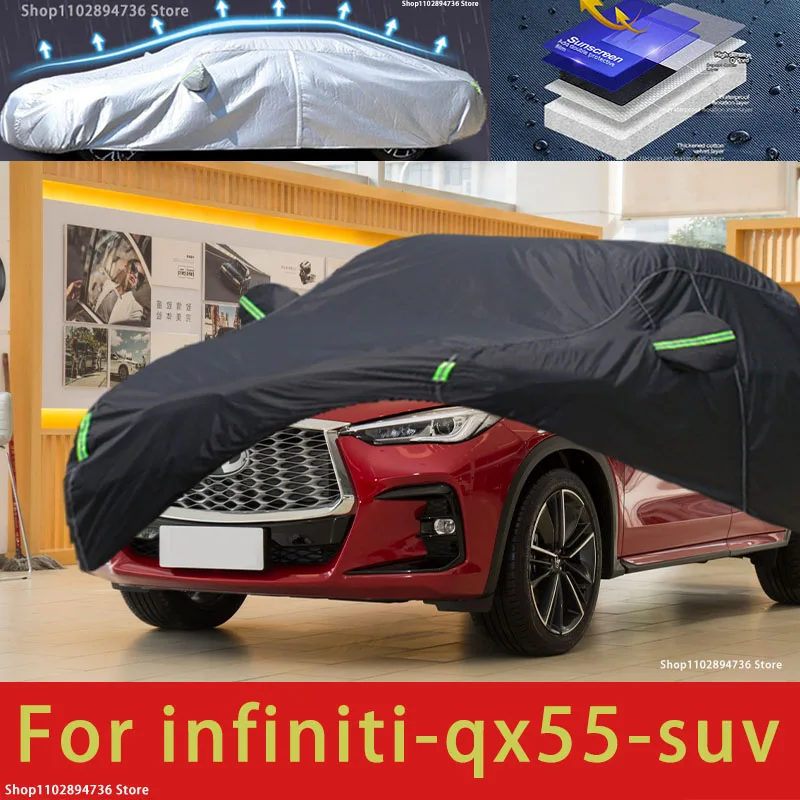 

For Infiniti QX55 Fit Outdoor Protection Full Car Covers Snow Cover Sunshade Waterproof Dustproof Exterior black car cover