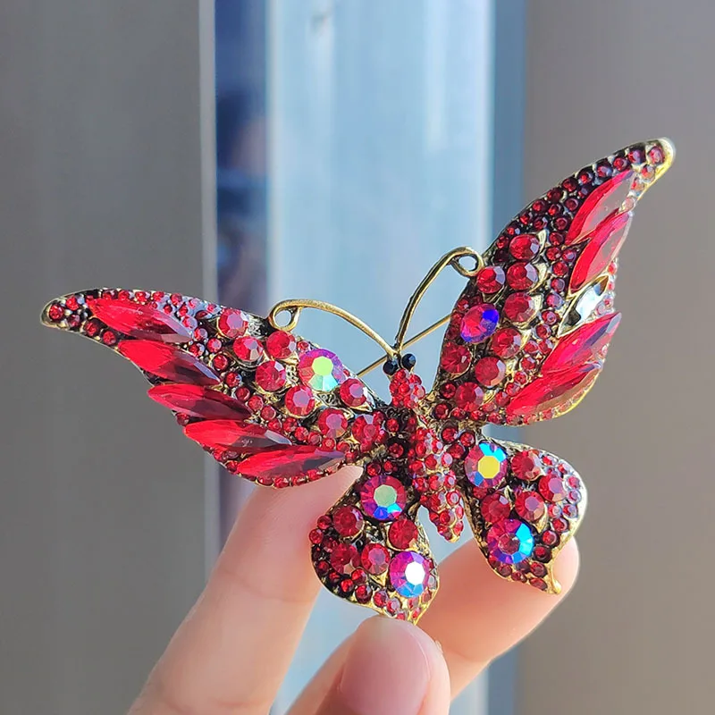 Exquisite Full Zircon Large Insect Butterfly Brooch Women Wedding Engagement Dress Pins Party Jewelry Birthday Gifts