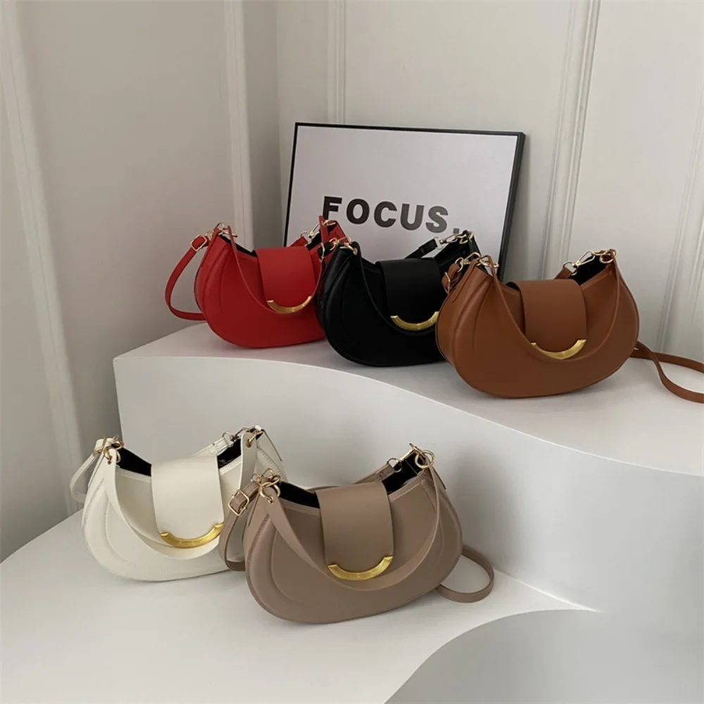 

Daily Casual Commuting Bag Handbag Solid Messenger Bag Trendy Lady Shoulder Bag PU Leather Underarm Bag