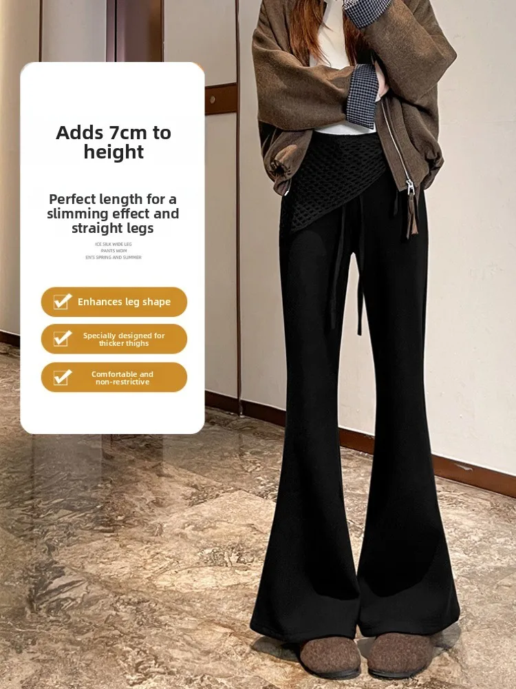 High Waist Thiened Fce Lined Camere False Two-Piece Pant Women Winter Casual Sports Sweatpants Bell Bot