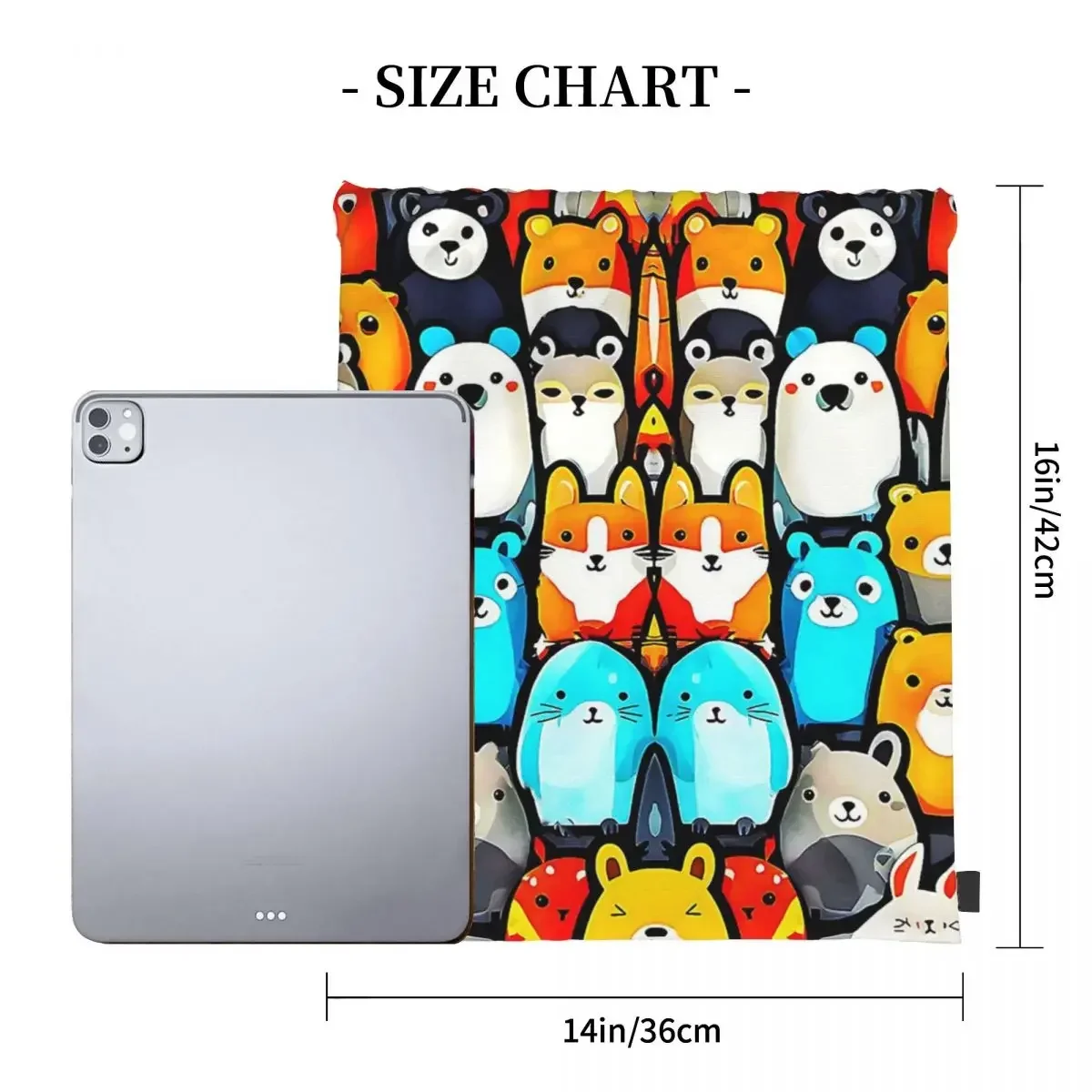 Title Animal Cuties A Whimsical Children's Design With Cute Animals Backpacks Drawstring Bags Drawstring Bundle Pocket BookBag