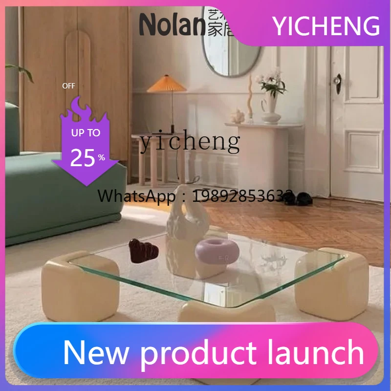 

LYY dragon square candy color coffee table wabi sabi simple small apartment bed and breakfast living room glass coffee table