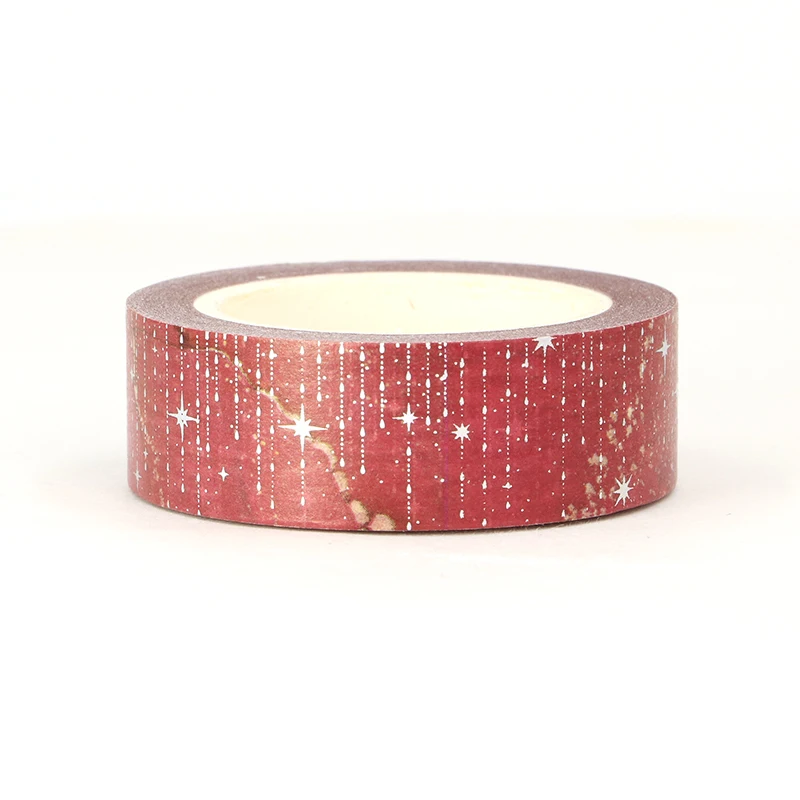 NEW 10pcs Deco Right Red Galaxy Cloud Silver Stars Washi Tapes for Gift Wrap Masking Tape Cute Journal Stationery Supply