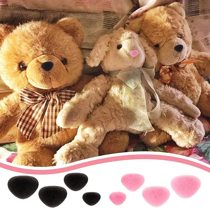 Puppennasen aus Kunststoff zum Häkeln, 20 Stück beflockte Teddybärennasen, gefüllt mit Unterlegscheiben für Bastelpuppen, Plüschtier-Zubehör – Detail 2