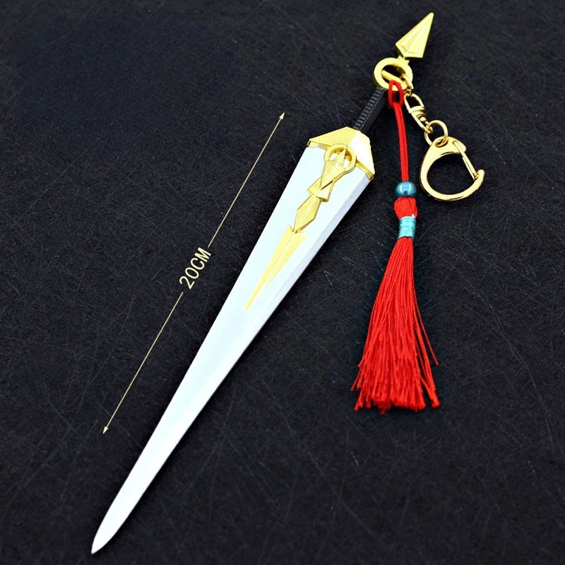 22Cm Anime Douro Vasteland Zeven Zwaard Randapparatuur Metaal Materiaal Wapen Model Katana Speelgoed Zwaard Samurai Zwaard Cosplay Prop Gift