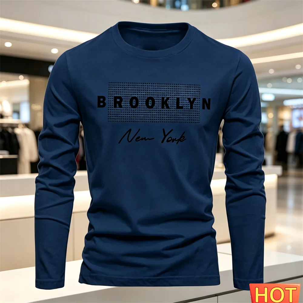 Cotton Comfort Men's Casual Long sleeved T-shirt New Autumn Winter Versatile T-shirt Letter loose men's hoodie tops men clothing - view 3