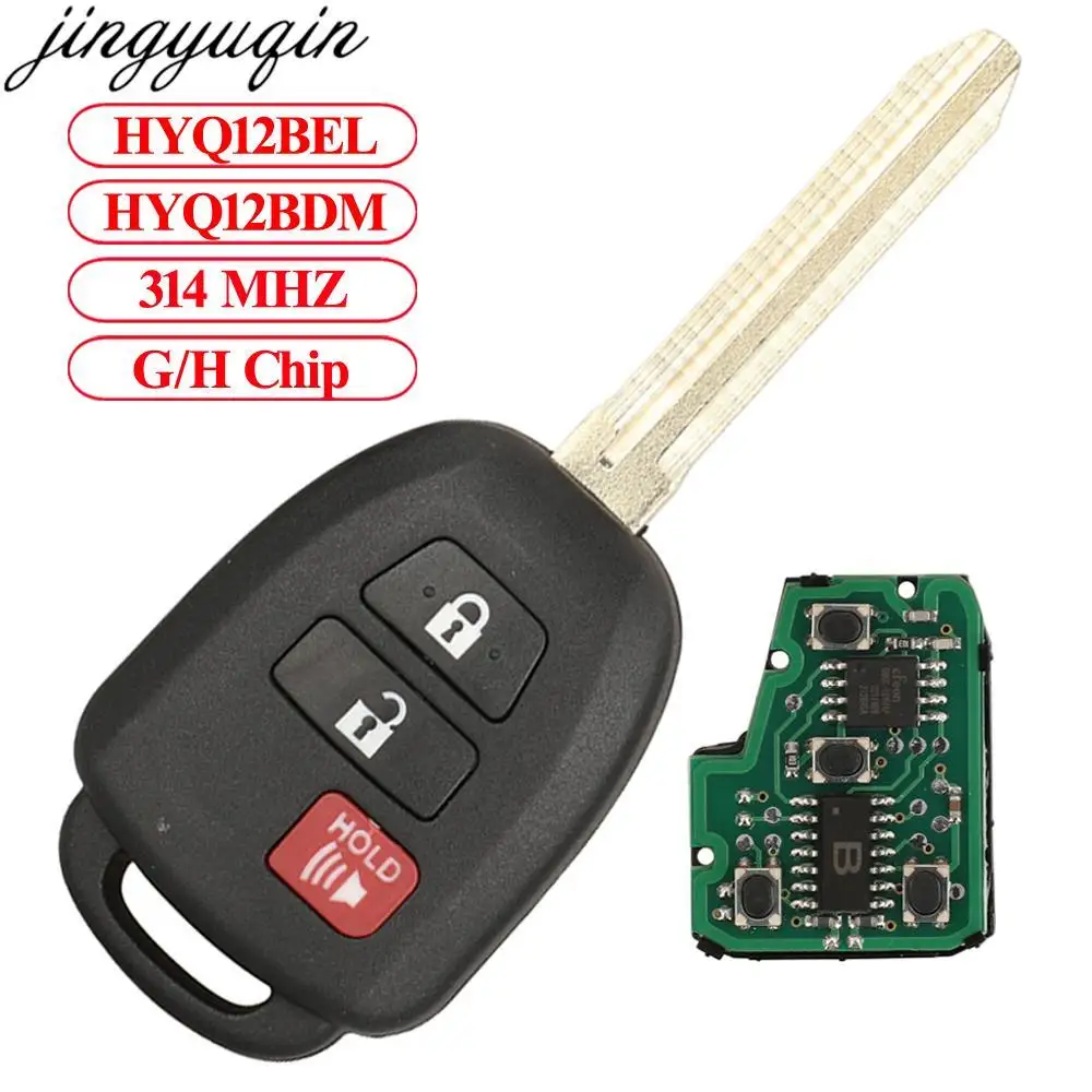 Jingyuqin 5pcs 3B Remote Car Key Alarm 314MHz G/H Chip For Toyota Camry 2012-2016 Corolla 2014-2017 Prius RAV4 HYQ12BDM/HYQ12BEL