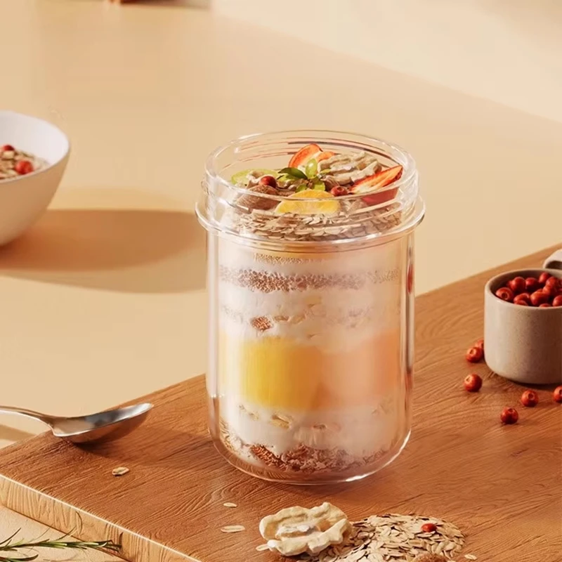 Портативная чашка для завтрака MAKE с ложкой - пищевая чашка для овсянки, йогурта, салата, герметичная крышка, легко чистится, идеально подходит для молочных коктейлей