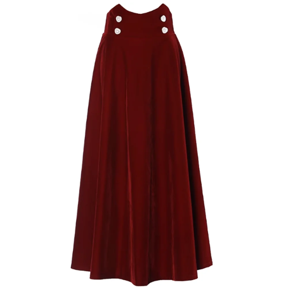 

High waist Velvet skirt women red black long umbrella skirt faldas largas