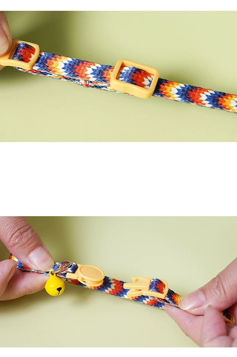 1Pc Colorful Cute Bell Collar Adjustable Buckle Cat Collar Pet Supplies Footprint Personalized Kitten Collar Small Dog Accessory