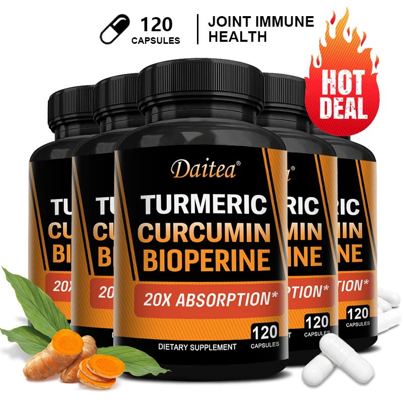 Turmeric Curcumin with BioPerine 95%-Better Absorption, Natural Joint Support Supplement, Vegan Herbal Extract