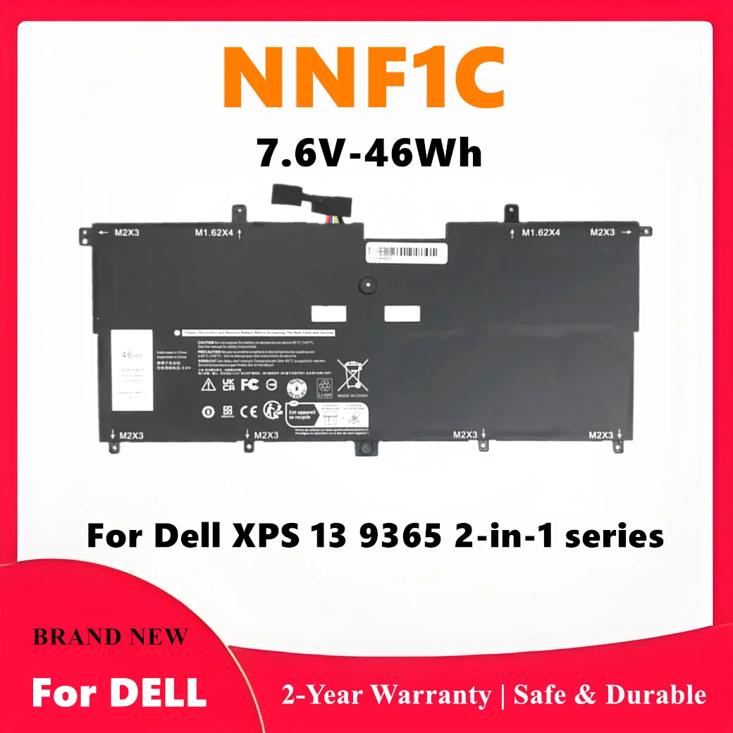 NNF1C Battery 7.6V 46Wh Compatible for Dell XPS 13 9365 2-in-1 Series (2017/2018)
