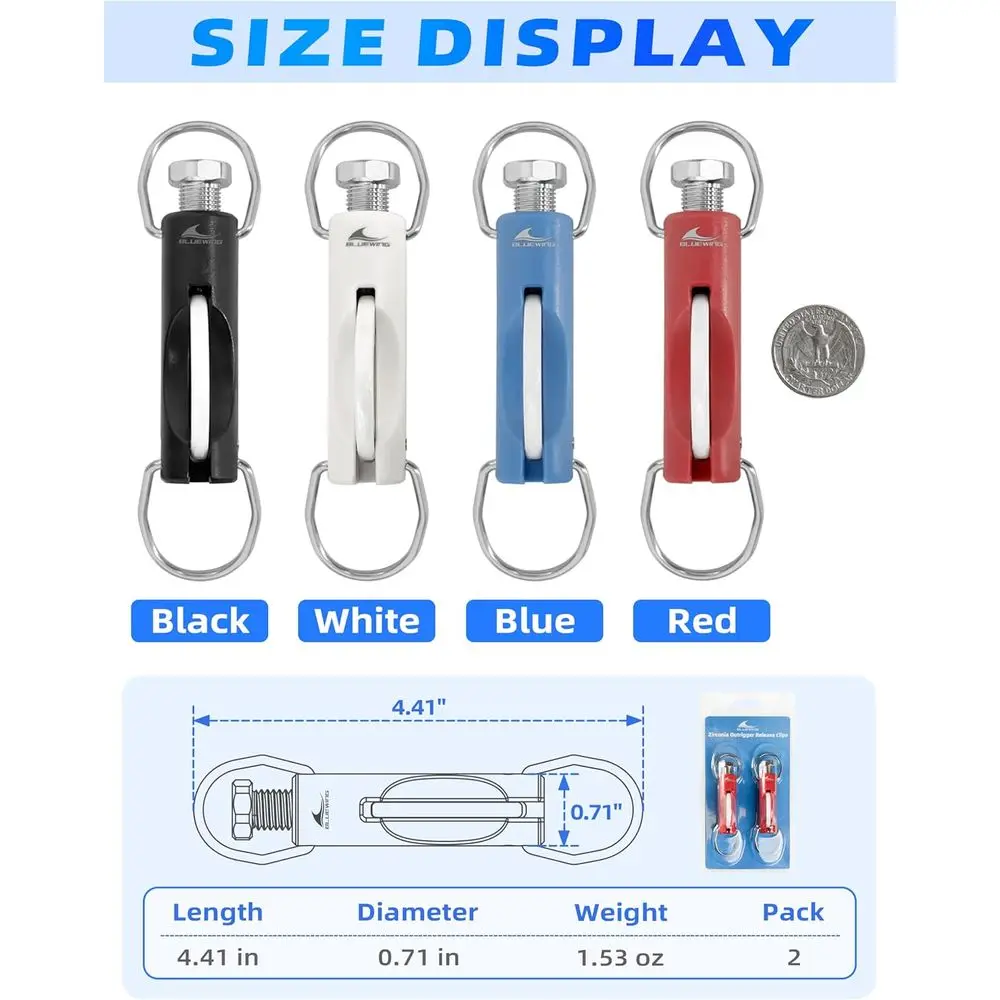 BLUEWING 2 قطعة ترقية زركونيا مداد الإصدار كليب مقاومة للأشعة فوق البنفسجية Downrigger كليب مع 0-60 رطل قابل للتعديل التوتر ل Trol