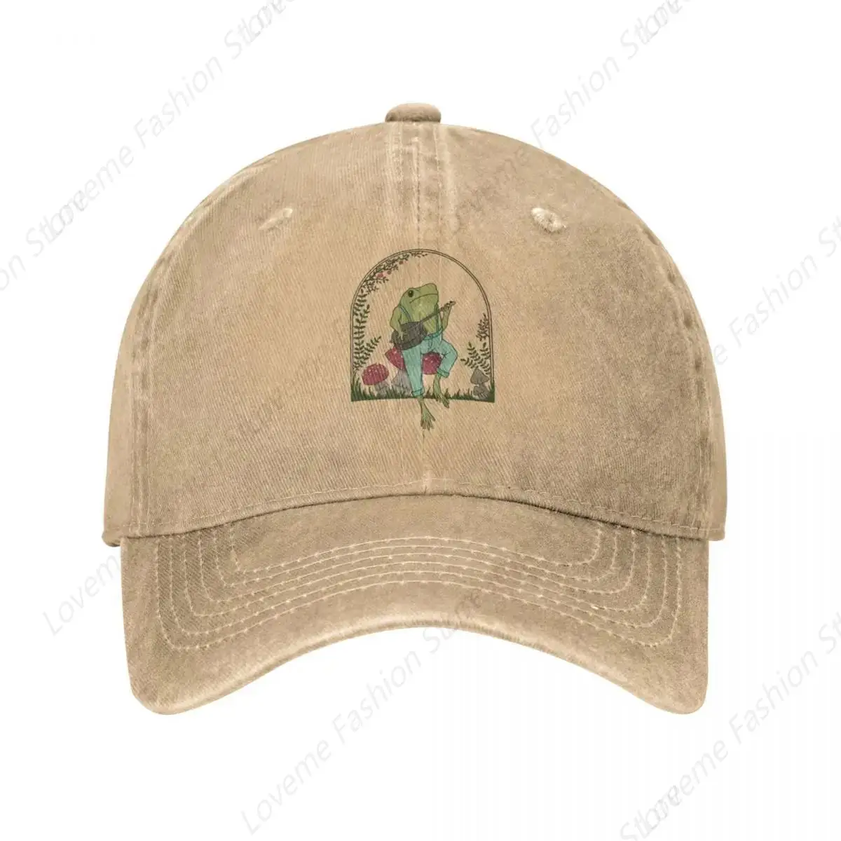 Frog Playing Banjo On Mushroom Vintage Pure Cotton Cap Men Women Baseball Cap Breathable Hat Outdoor Sports Cap For Camping