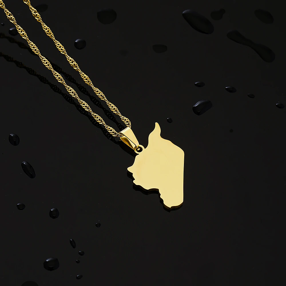 Mode Syrische Arabische Republik Karte Stadt Anhänger Halskette Edelstahl Männer Frauen Ethnische Karten Schmuck Geschenk – Detail 8