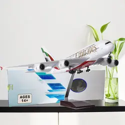 NEW 46CM 1/160 Scale A380 Emirates Diecast Model Airways Resin Airplane Airbus With Light And Wheels Toy Airline Collection