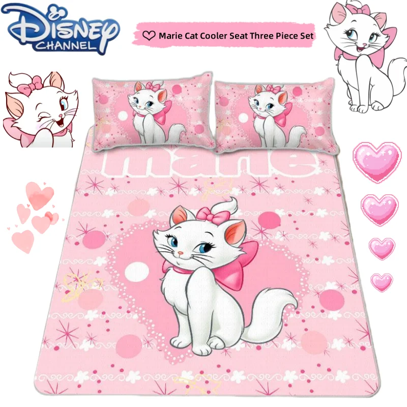 

New Disney Marie Cat cartoon cute girl heart ice silk mat three sets of creative anime surrounding the second yuan summer cooler