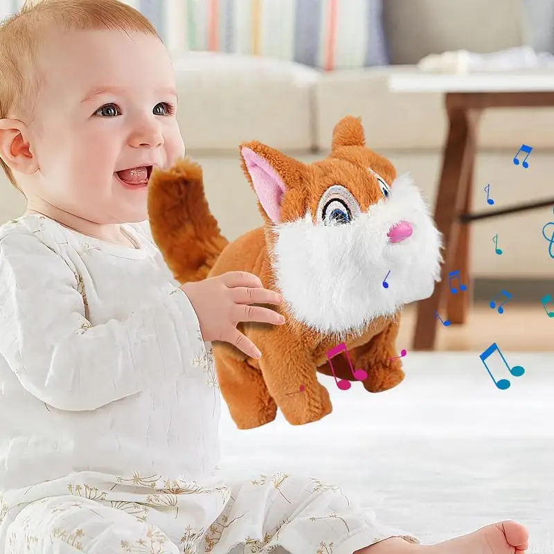 2025 New Electric Walking Squirrel Toy Interactive Plush Animal with Realistic Sounds & Tail Wagging Educational Gift for Kids