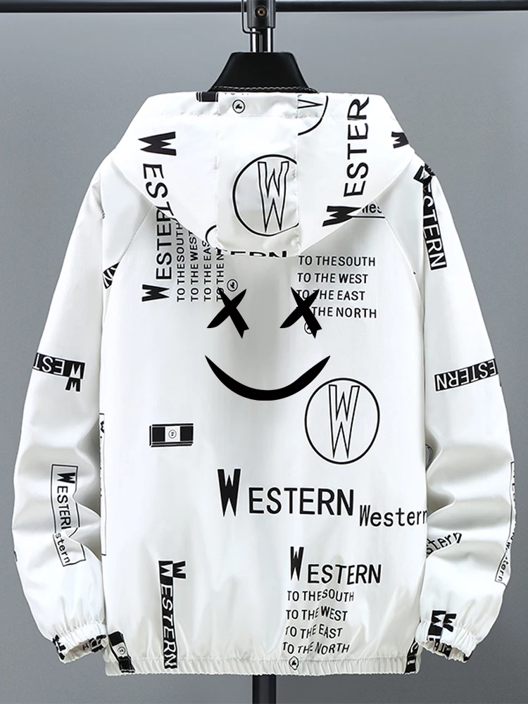 

Loose Fit Men's Hooded Jaet Autumn Winter New Sle Workwear Couple Outerwear Trendy plus Size Fce Lined Windbreaker