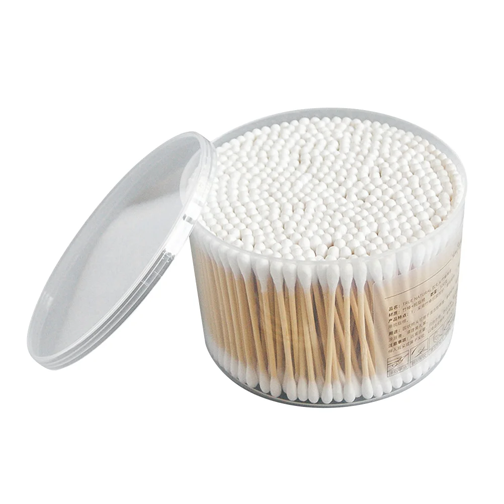 Cotons-tiges multi-usages à double tête avec manche en bambou, bâtons de coton, vernis à ongles, maquillage des yeux, coton remodelé, 1 boîte de 500 pièces