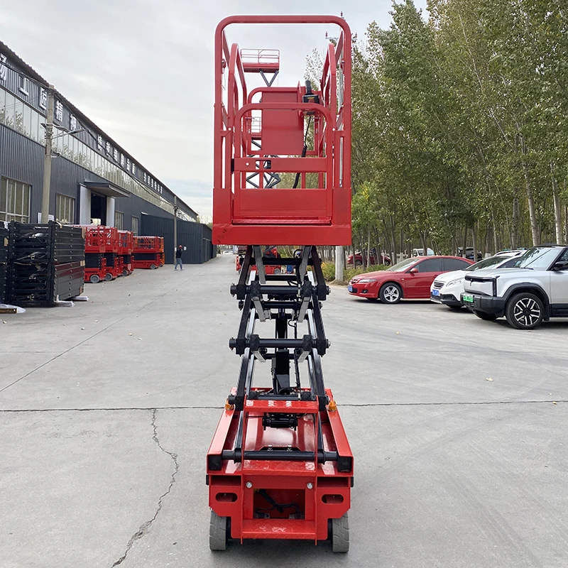 Self-propelled mobile scissor aerial work platform 8m-18m working platform, can be equipped with lead-acid battery