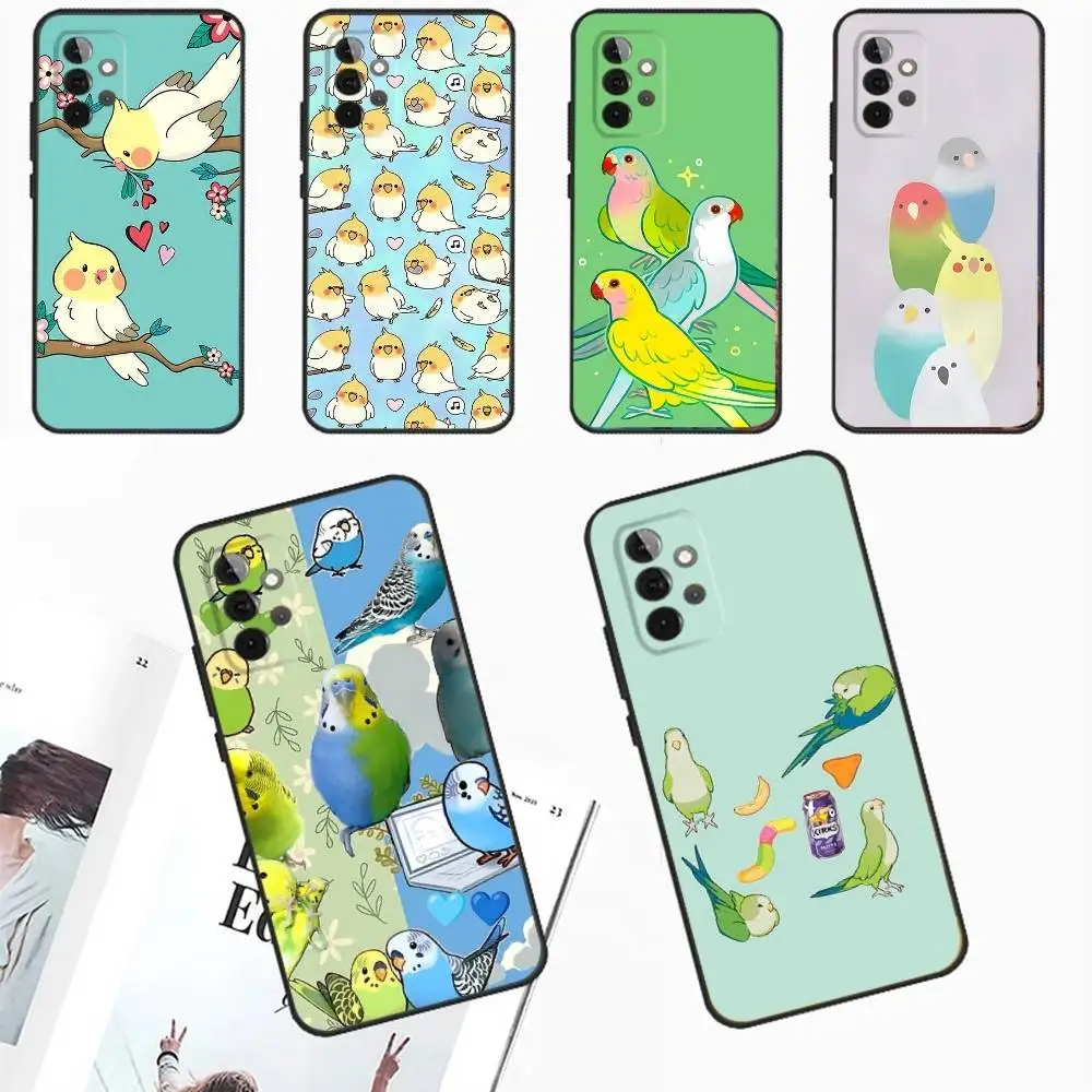 

Chubby Cockatiel Parrot Bird Phone Case For Samsung Galaxy A13,A21s,A22,A31,A32,A52,A53,A71,A80,A91 Soft Black Phone Cover