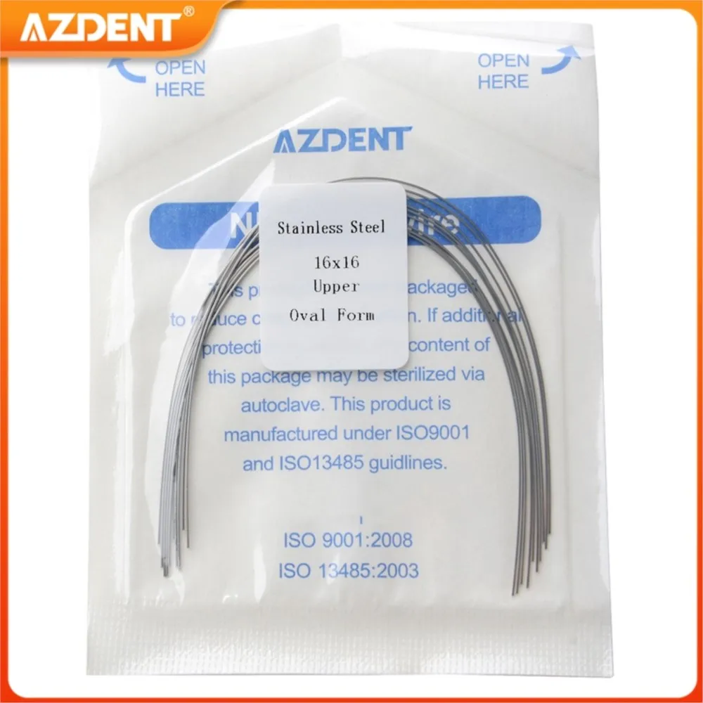 10PCS/Pack Dental Orthodontic Stainless Steel Round Rectangular Arch Wires AZDENT Oval Form Upper Lower Archwire