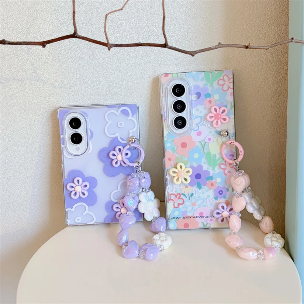 Pink Tulip Floral Shell Texture Phone Case For Samsung Galaxy Z Fold 8 Ultra Z Fold 7 6 5 4 3 Shockproof Folding Phone Cover