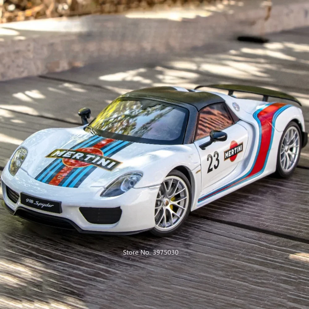 1:18 Legierung Druckguss Porsche 918 Mertini Spielzeug Miniatur Autos Modelle Sound Licht Sportwagen Rad Zurückziehen Fahrzeug Jungen Erwachsene Geschenke