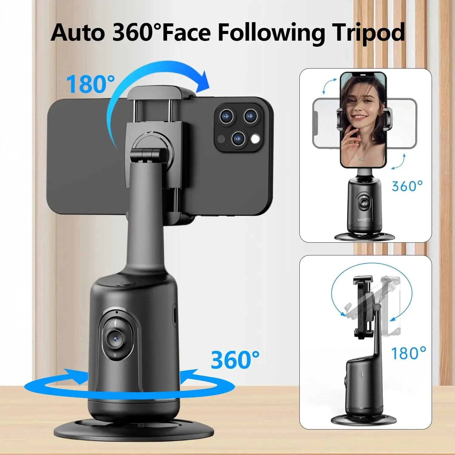 Ai Smart 360°Rotate Auto Face Tracking Tripod for Phone Gesture Remote Control Gimbals Stabilizer for Mobile, Shooting and Video