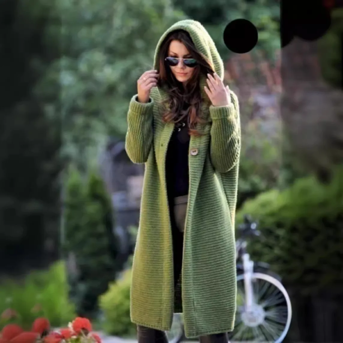 レディース2025新作冬用暖かいプラスサイズニットカーディガン - ミドル丈ファッションカジュアルアウター