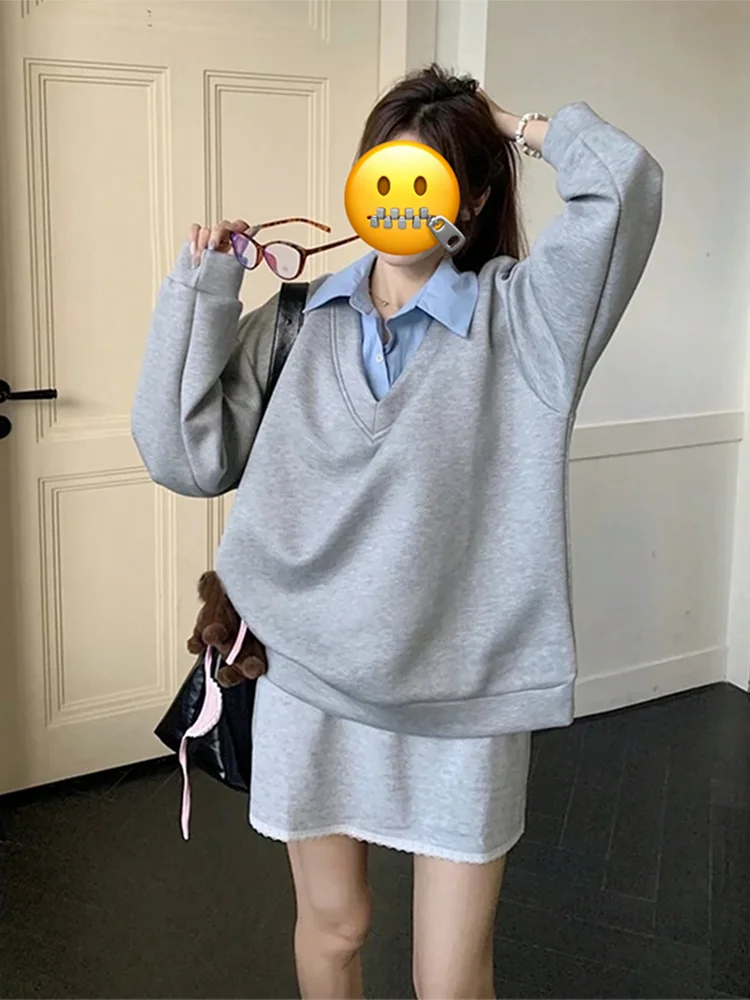 Ay Ne Sweatshirt Feminino Solto Sle Preguiçoso Outono Coreano College Sle Tamanho Pequeno Casacos Casuais Casaco Confortável