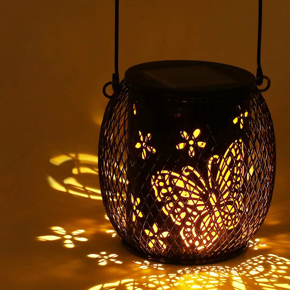 

Solar Garden Light Iron Vintage Yard Lantern Waterproof LED Outdoor Decorative Hanging L Lighting Solar Powered
