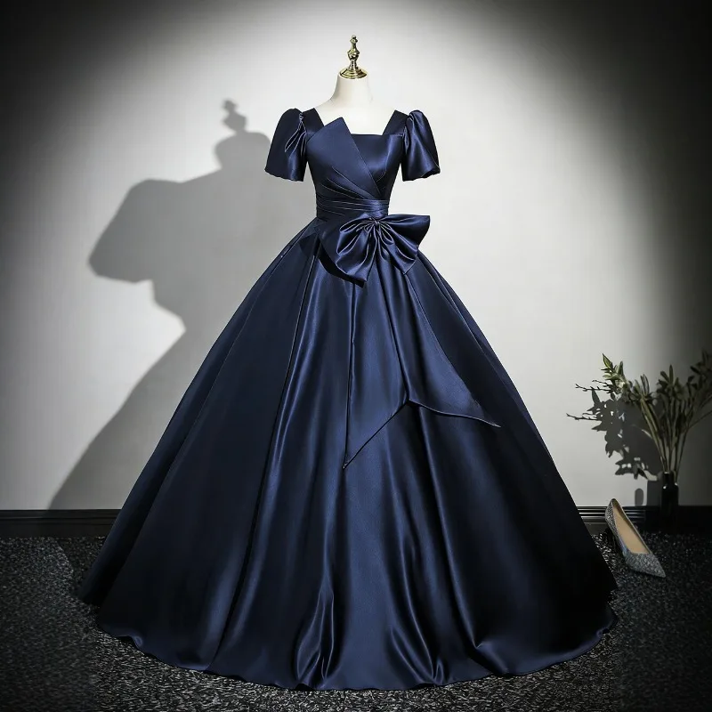 

Vocal Art Exam Meisheng Satin Blue Party Dress 2026 New Elegant Ladies Host Stage Adult Ceremony Evening Dress Customization