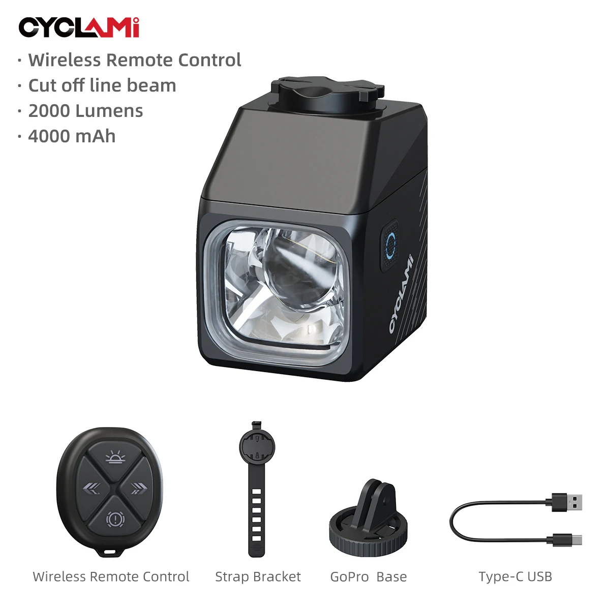 AliExpress CYCLAMI CYC2000 Wireless Remote Control Smart Bicycle Headlight Super Bright Bike Light Under Handlebar MTB Road Night Riding