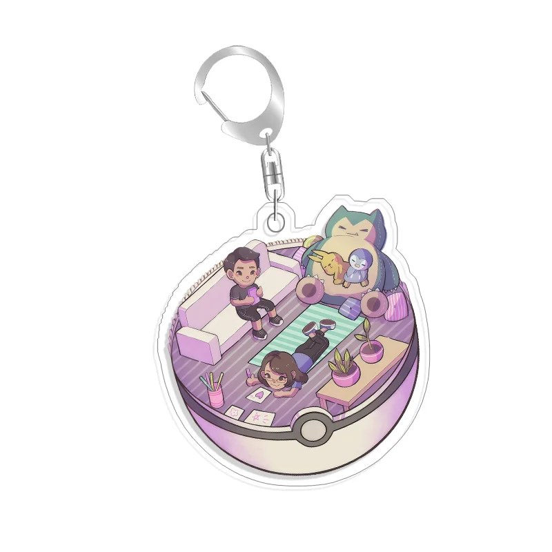 For Pokemon Elf Qikchu Yamper Eevee Flareon Bulbasaur Sobble Selfmade Acrylic Cute Cartoon Anime Keychain Pendant Toy Gift 5cm