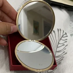 Gold high beauty folding circular mirror, double-sided makeup mirror, portable small mirror, gu