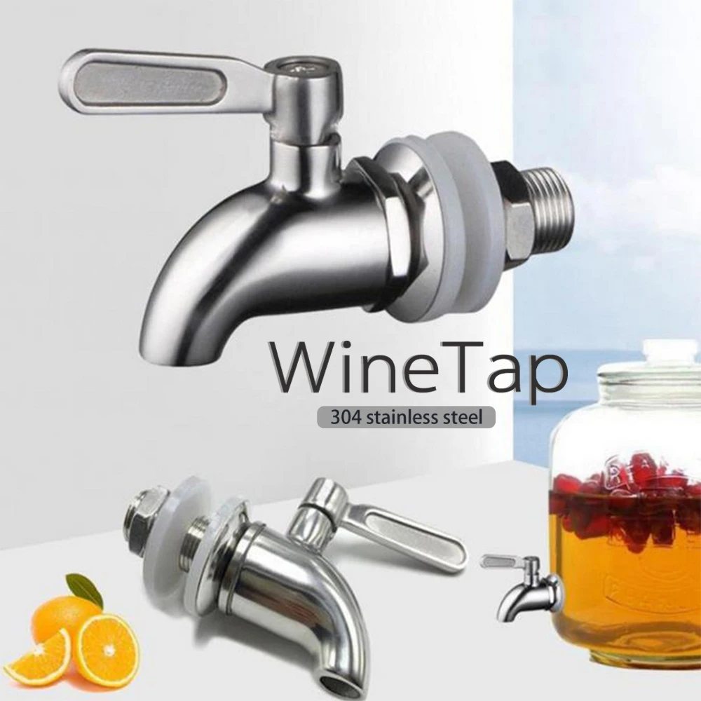 High Quality Beverage Bibcocks Tap 304SS Rose Gold Oak Wine Barrel Glass Drink Bottle Faucet Bar Coffee Juice Dispenser Taps