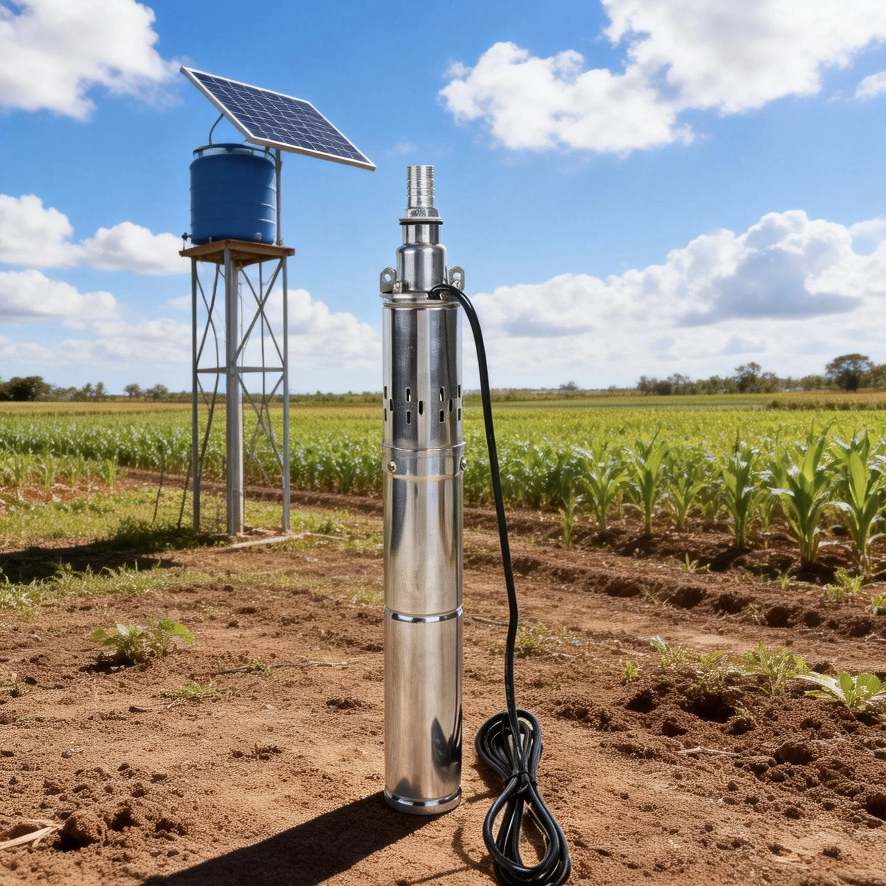1 HP DC Brushless Affordable Solar 60M Borewell Water Pump Built-in Controller Portable 48V High Pressure Solar Motor Pump Kits