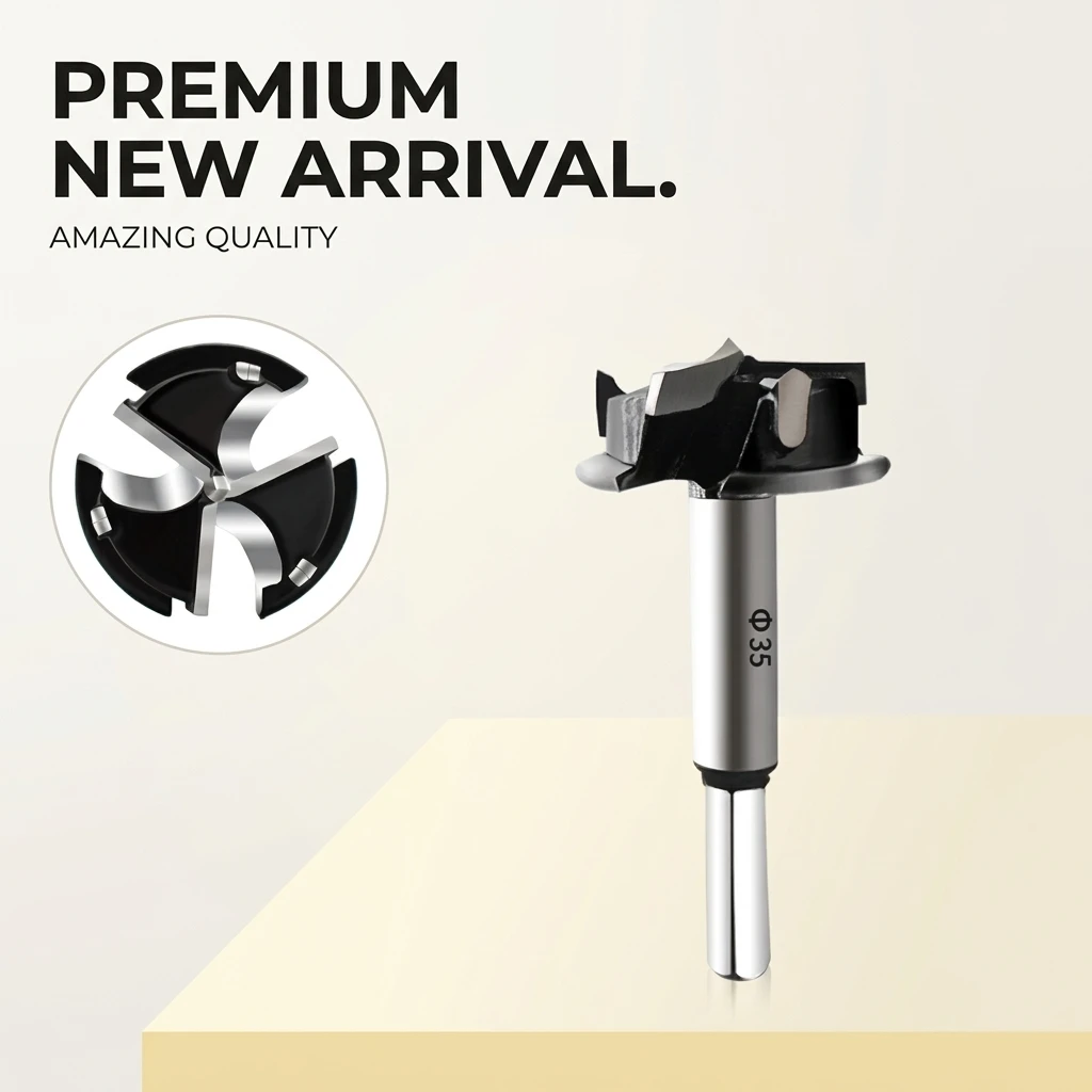 Hinge Hole Opener 35mm Three-Blade Woodworking Drill Bit for Cabinet Door Concealed Hinge Boring