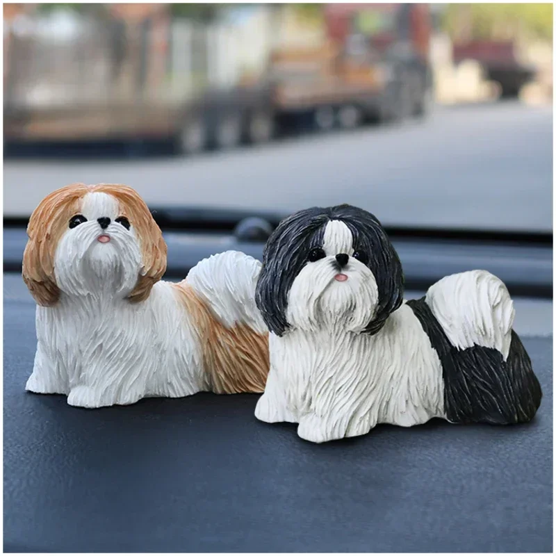 

1/6 Scale Mini Adorable Simulated Shih Tzu Resin Dog Model For Action Figure Display Collection Handcraft Pet Decoration Scene
