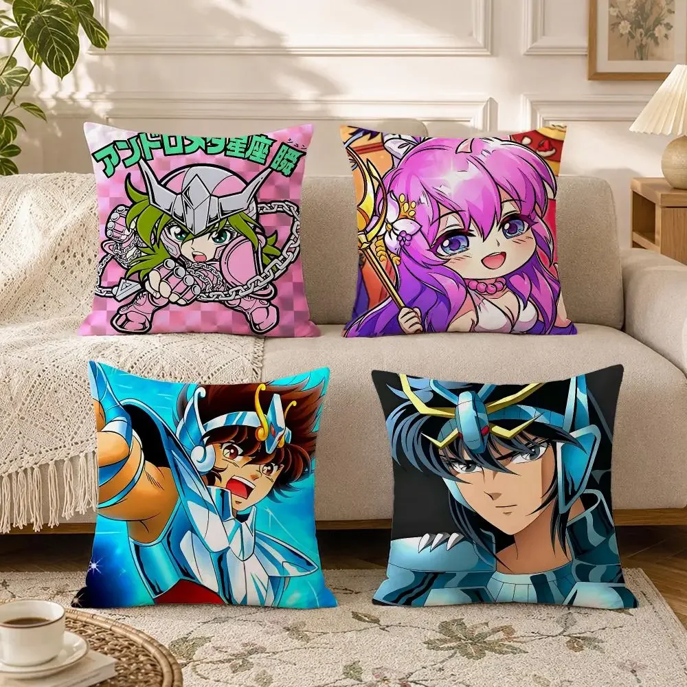 Anime-Saint SeiyaS Cushion Cover Soft Square Throw Pillow Covers Set for Sofa Bedroom Car Home Decoration