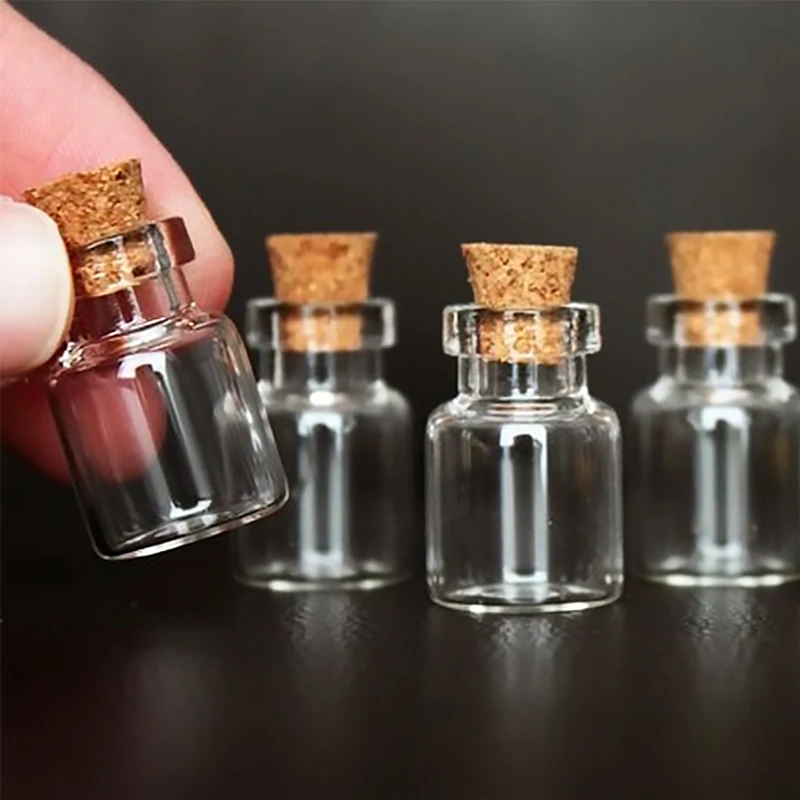 Mini Clear Glass Bottles with Clear Cork Stopper Message Bottles Empty Spice Bottle Wishing Drifting Bottle DIY Jars Vials Gift