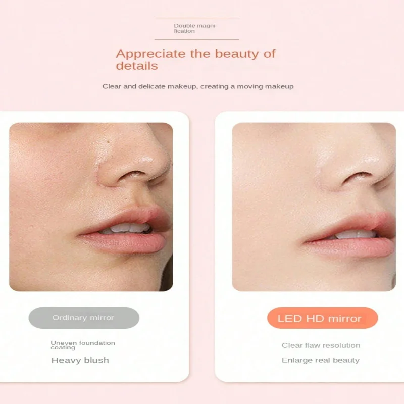 Square LED New Handheld Double-Sided Clamshell Round Pocket Folding With Light Led Makeup Mirror Compact 3x Magnification Cosmet