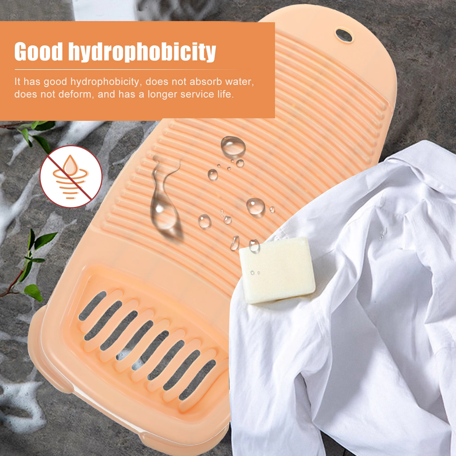 

Thickened Washboard Large Size Beige Portable Reusable Plastic Non Slip Laundry Board Home Bathrooms Storage Practical