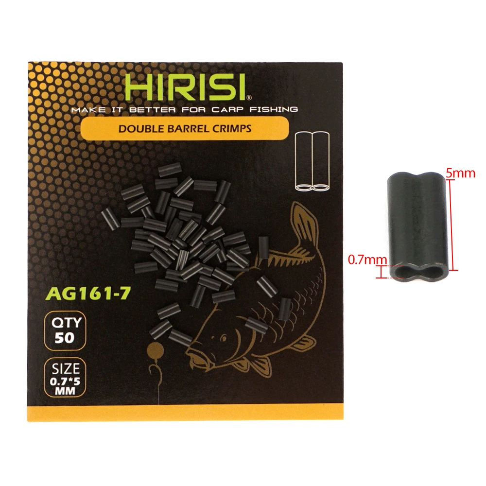 Hirisi 50 stuks dubbele koperen visbuizen – krimphulzen, visdraadpijpconnector, visaccessoires AG161